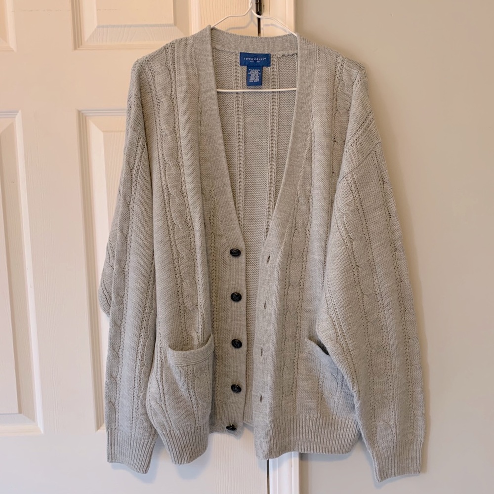 Gray Towncraft fisherman cardigan